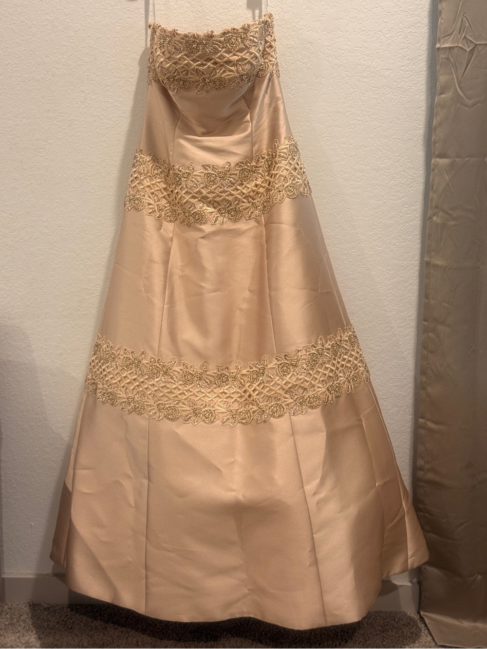 Jovani‎ Champagne Beaded A-Line Formal/Wedding Dress